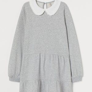 Light gray melange collared sweater dress